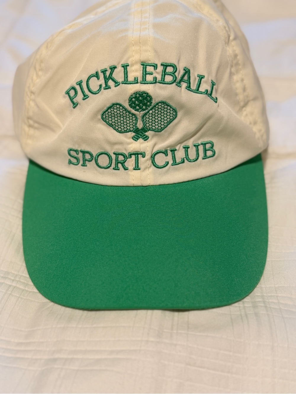 Pickleball Sport Club White & Green Performance Cap
